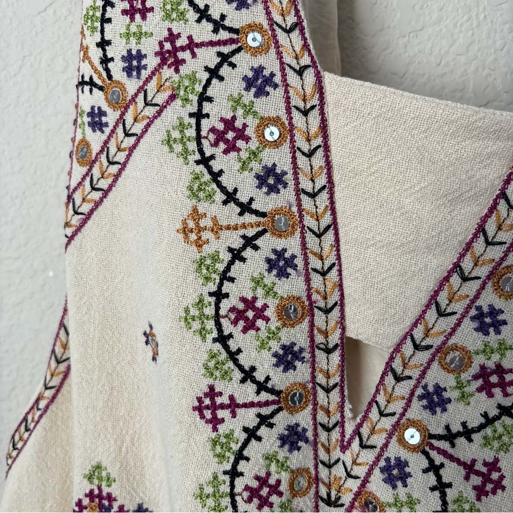 Free People Boho Embroidered Never Been Beige Mini Dress - Picture 14 of 14